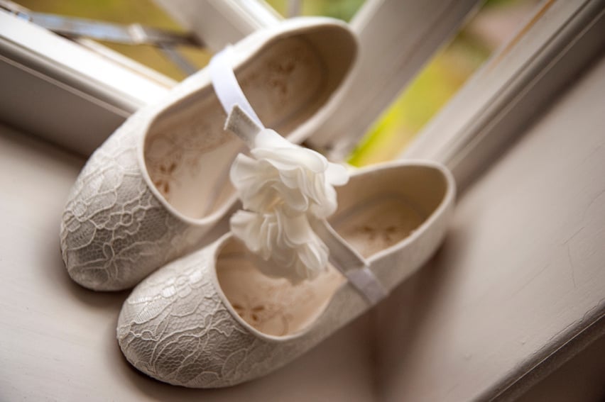 Bridesmaid shoes for wedding in window